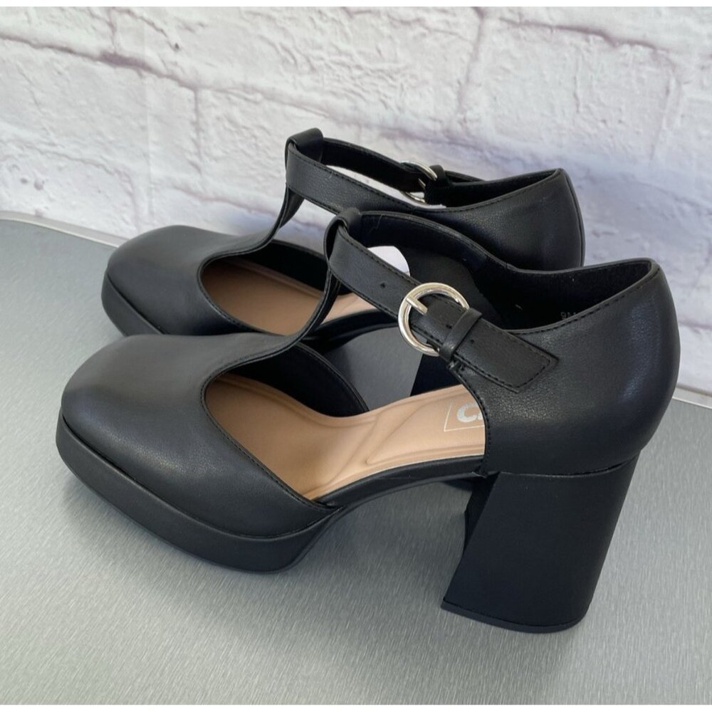 Pop Women Black Block Heel Platform Y2K Mary Jane Dress Shoes Size 9M - Picture 3 of 10